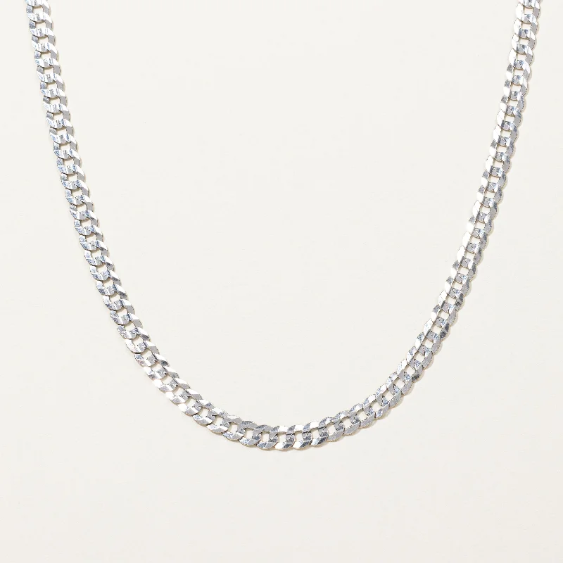 wedding anniversary diamond ring White Gold Curb Link Chain | 22"|