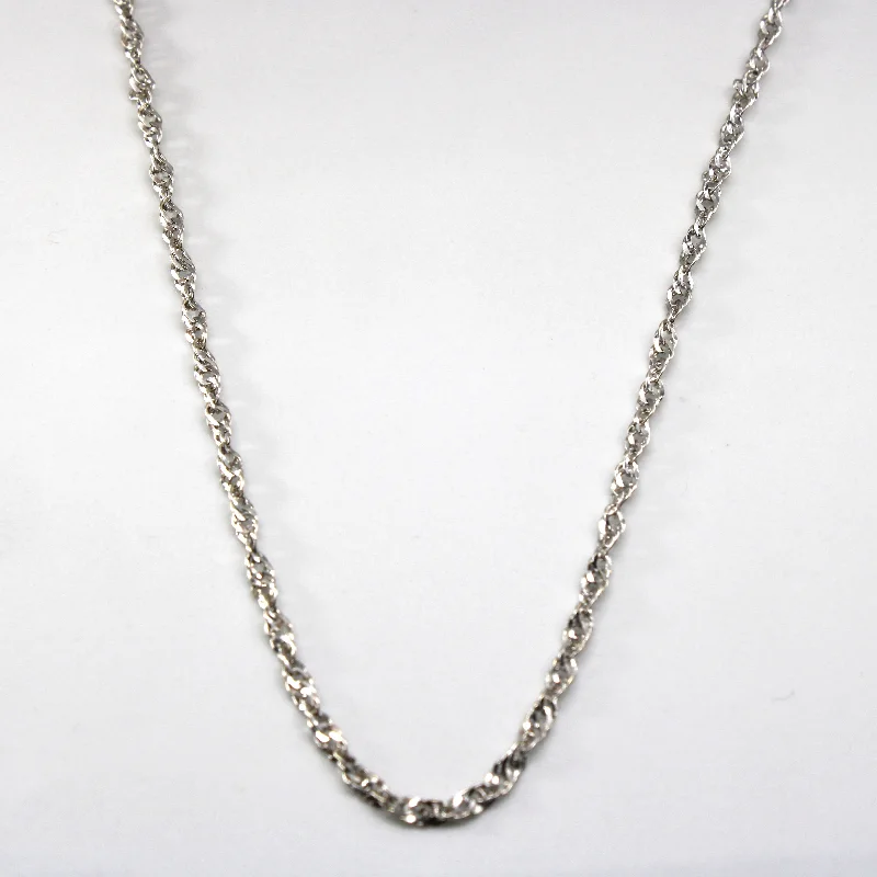 sterling silver charm anklet 14k White Gold Singapore Chain | 22"|