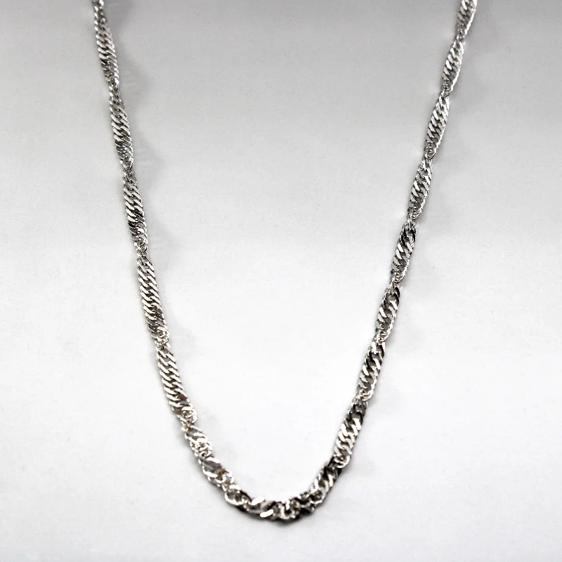 hammered gold disc necklace 14k White Gold Singapore Chain | 23"|