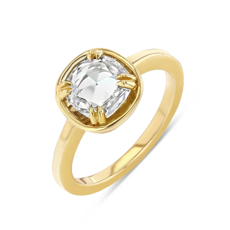 WHITE SAPPHIRE ROSE CUT BASKET RING