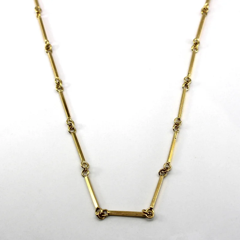 handmade braided leather necklace Yellow Gold Bar Link Chain | 20"|
