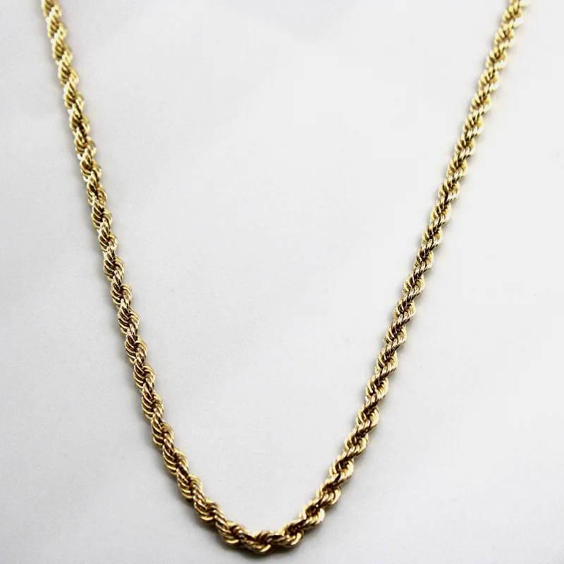 white gold necklace simple 10k Yellow Gold Rope Chain | 23"|