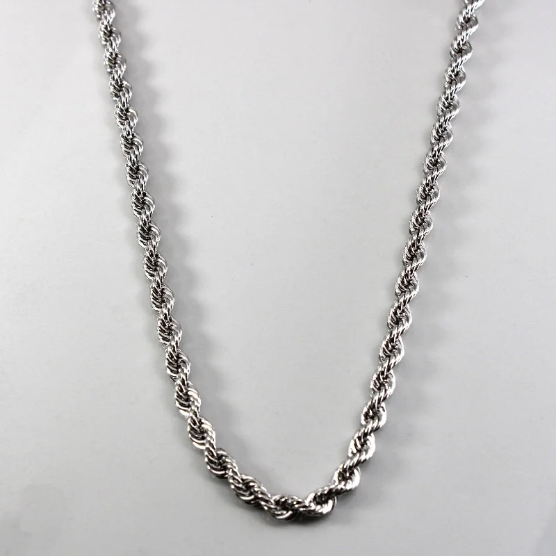 sterling silver toe ring set 10k White Gold Rope Chain Necklace | 24"|