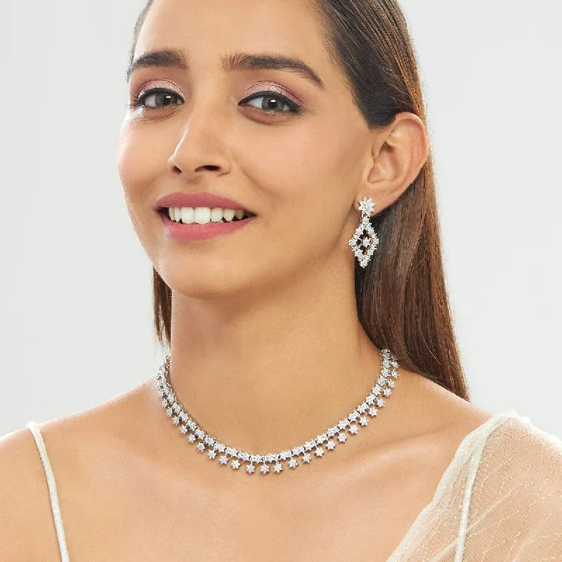 elegant pearl necklace with diamonds Zircon Necklace 141950