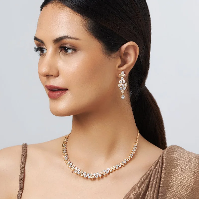 minimalist threader earrings gold Zircon Necklace 156986