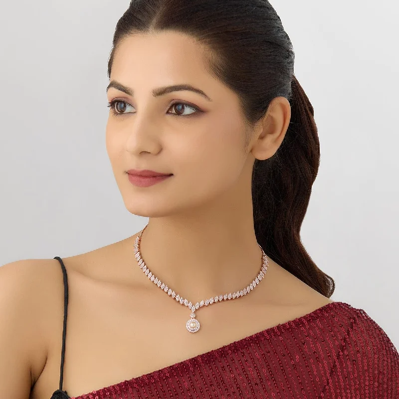 hammered sterling silver band Zircon Necklace 160438
