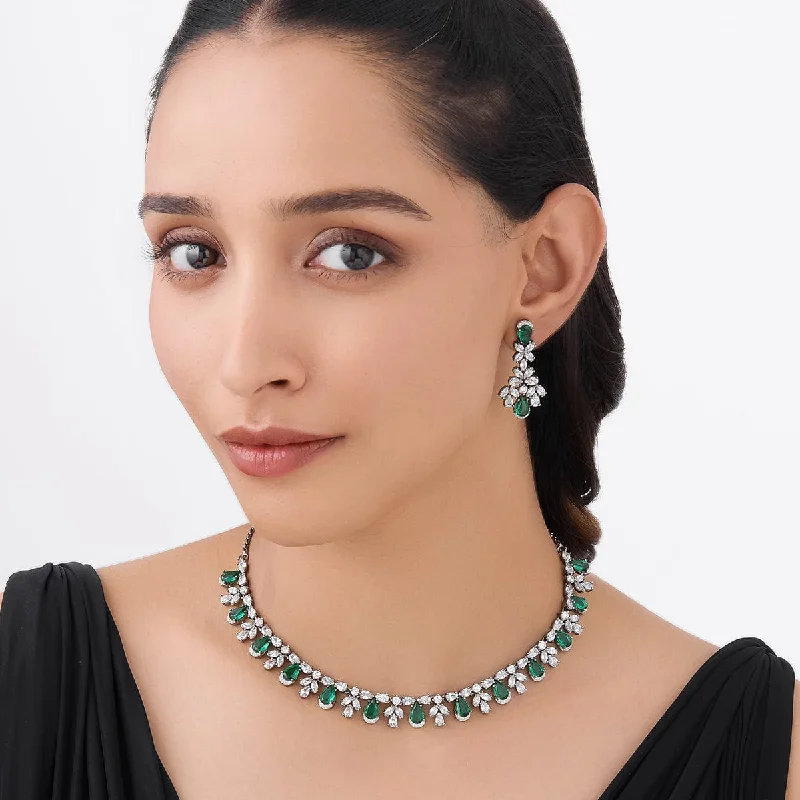 thin silver chain necklace Zircon Necklace 163785