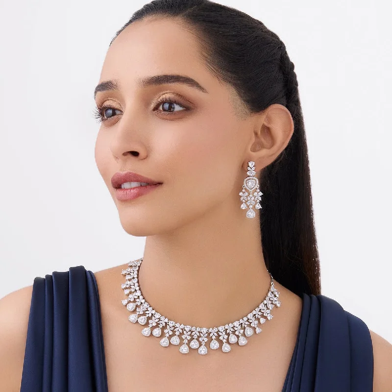 sterling silver charm anklet Zircon Necklace 163800