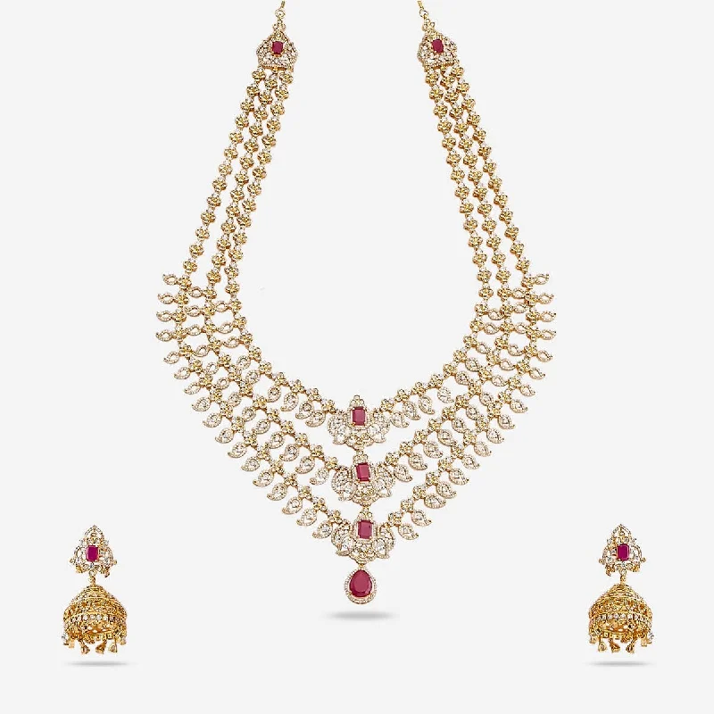 statement silver feather earrings Zircon Necklace 166209