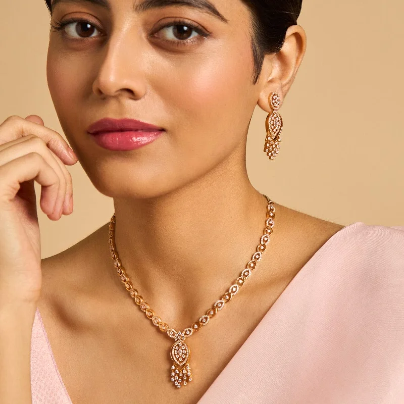 pearl and gold chain earrings Zircon Necklace 169331