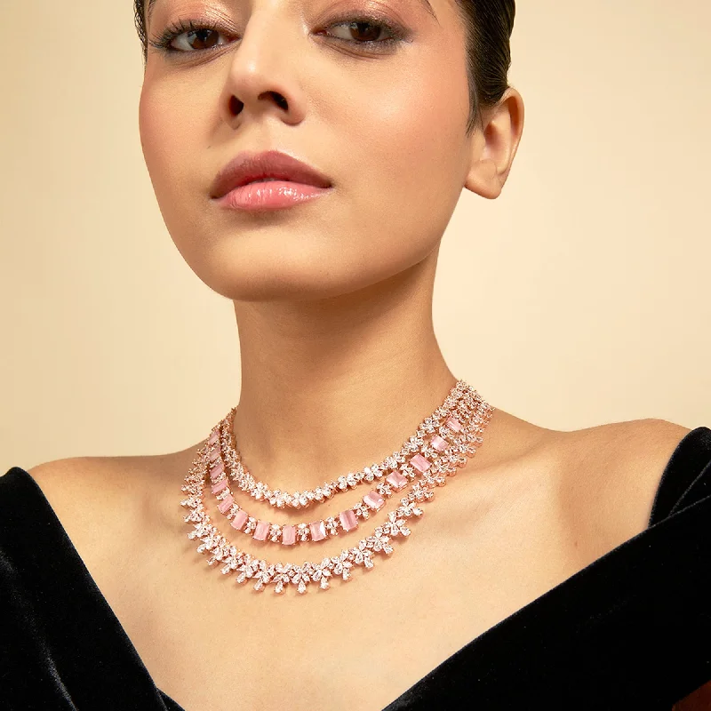rose gold ring with diamonds Zircon Necklace 169334