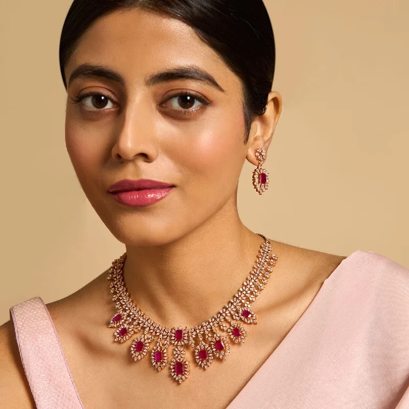 modern geometric gold ring Zircon Necklace 170172