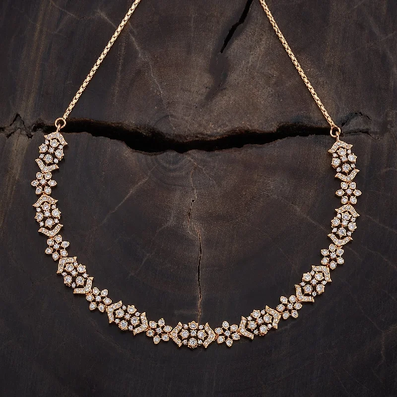 sterling silver herringbone chain Zircon Necklace 170175