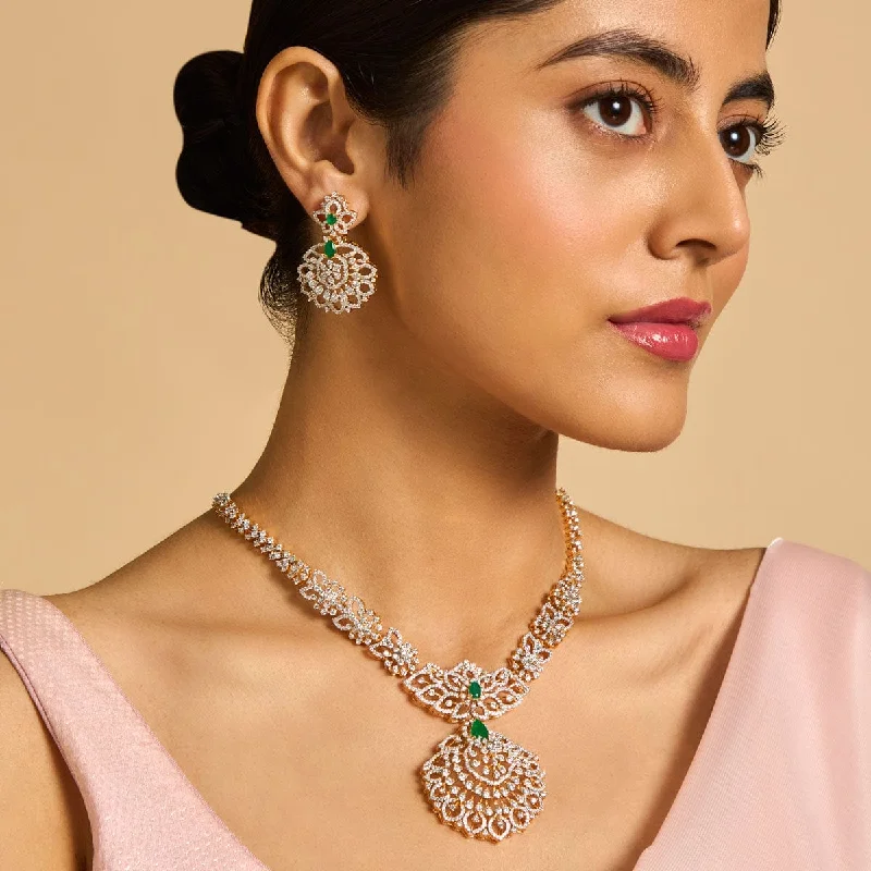 delicate floral wedding band Zircon Necklace 173214