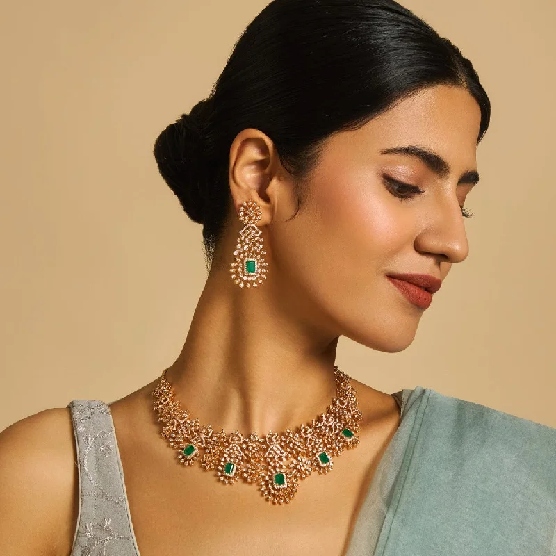 gold and diamond nose stud Zircon Necklace 173215