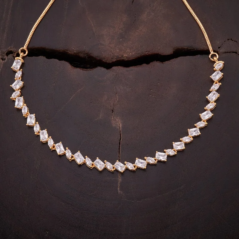silver wave ring dainty Zircon Necklace 173323