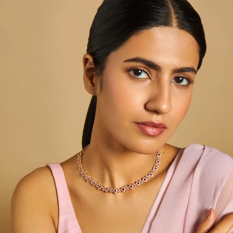 silver-plated bar necklace Zircon Necklace 173828