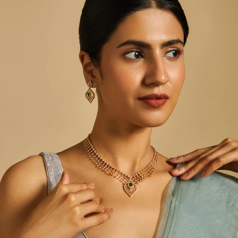 solid gold cartilage hoop Zircon Necklace 175823