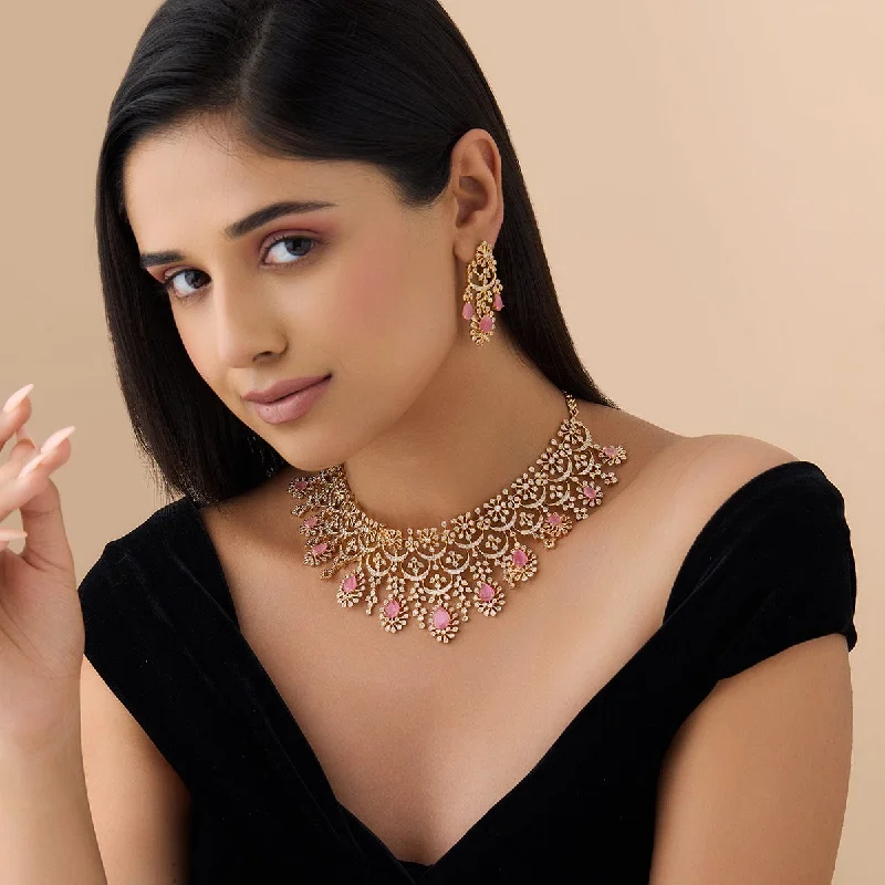 modern geometric gold ring Zircon Necklace 175825